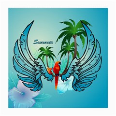 Summer Design With Cute Parrot And Palms Medium Glasses Cloth