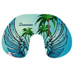 Summer Design With Cute Parrot And Palms Travel Neck Pillows