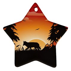 The Lonely Wolf In The Sunset Ornament (star) 