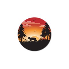 The Lonely Wolf In The Sunset Golf Ball Marker (10 Pack)