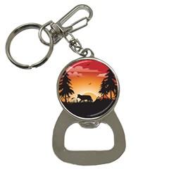 The Lonely Wolf In The Sunset Bottle Opener Key Chains