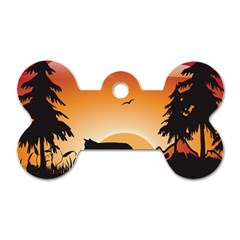 The Lonely Wolf In The Sunset Dog Tag Bone (one Side)