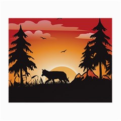 The Lonely Wolf In The Sunset Small Glasses Cloth (2-side)