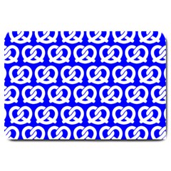 Blue Pretzel Illustrations Pattern Large Doormat  by GardenOfOphir