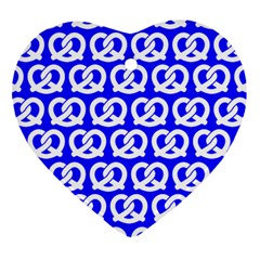 Blue Pretzel Illustrations Pattern Ornament (heart)  by GardenOfOphir