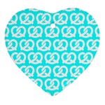 Aqua Pretzel Illustrations Pattern Ornament (Heart) 