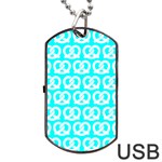 Aqua Pretzel Illustrations Pattern Dog Tag USB Flash (One Side)