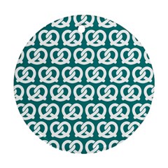 Teal Pretzel Illustrations Pattern Round Ornament (two Sides)  by GardenOfOphir