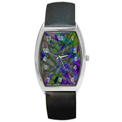 Colorful Abstract Stained Glass G301 Barrel Metal Watches by MedusArt