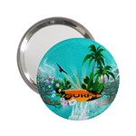 Surfboard With Palm And Flowers 2.25  Handbag Mirrors Front