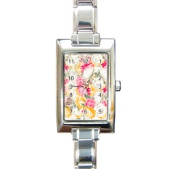 Colorful Floral Collage Rectangle Italian Charm Watches by Dushan