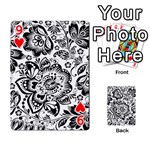 Black Floral Damasks Pattern Baroque Style Playing Cards 54 Designs  Front - Heart9