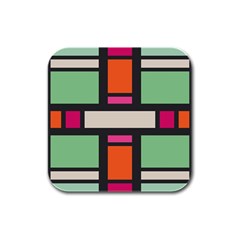 Rectangles Cross Rubber Square Coaster (4 Pack) by LalyLauraFLM