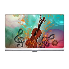 Violin With Violin Bow And Key Notes Business Card Holders by FantasyWorld7