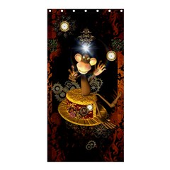 Steampunk, Funny Monkey With Clocks And Gears Shower Curtain 36  X 72  (stall)  by FantasyWorld7