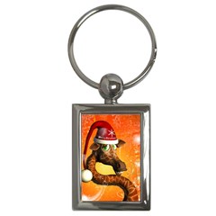 Funny Cute Christmas Giraffe With Christmas Hat Key Chains (rectangle)  by FantasyWorld7