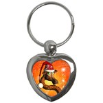 Funny Cute Christmas Giraffe With Christmas Hat Key Chains (Heart)  Front