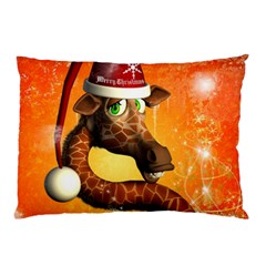 Funny Cute Christmas Giraffe With Christmas Hat Pillow Cases by FantasyWorld7