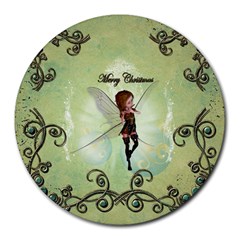 Cute Elf Playing For Christmas Round Mousepads by FantasyWorld7