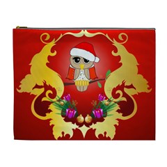 Funny, Cute Christmas Owl  With Christmas Hat Cosmetic Bag (xl) by FantasyWorld7