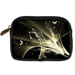 Awesome Glowing Lines With Beautiful Butterflies On Black Background Digital Camera Cases by FantasyWorld7