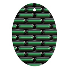 Green 3d Rectangles Pattern Oval Ornament (two Sides) by LalyLauraFLM
