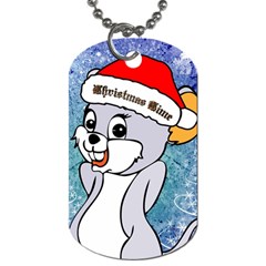 Funny Cute Christmas Mouse With Christmas Tree And Snowflakses Dog Tag (two Sides) by FantasyWorld7