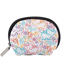 Cute Pastel Tones Elephant Pattern Accessory Pouches (small)  by Dushan