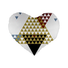 Colorful Modern Geometric Triangles Pattern Standard 16  Premium Flano Heart Shape Cushions by Dushan