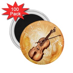 Wonderful Violin With Violin Bow On Soft Background 2 25  Magnets (100 Pack)  by FantasyWorld7