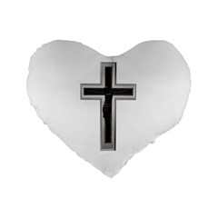 Christian Cross Standard 16  Premium Flano Heart Shape Cushion  by igorsin