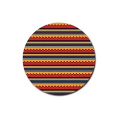 Waves And Stripes Pattern Rubber Coaster (round) by LalyLauraFLM