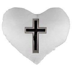 Red Christian Cross Large 19  Premium Flano Heart Shape Cushion by igorsin