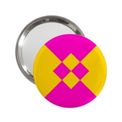 Yellow Pink Shapes 2 25  Handbag Mirror by LalyLauraFLM