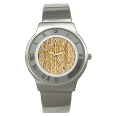 Light Beige Bamboo Stainless Steel Watches by trendistuff
