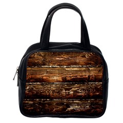 Dark Stained Wood Wall Classic Handbags (one Side) by trendistuff