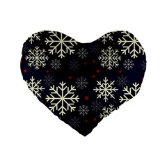 Snowflake Standard 16  Premium Heart Shape Cushions by Kathrinlegg