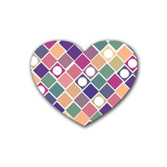 Dots And Squares Rubber Coaster (heart)  by Kathrinlegg