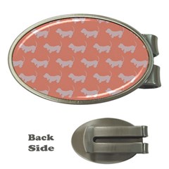 Cute Dachshund Pattern In Peach Money Clips (oval)  by LovelyDesigns4U