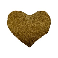 Gold Plastic Standard 16  Premium Flano Heart Shape Cushions by trendistuff
