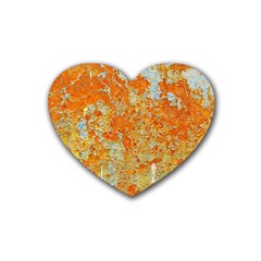 Yellow Rusty Metal Rubber Coaster (heart)  by trendistuff