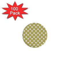 Lime Green Polka Dots 1  Mini Buttons (100 Pack)  by GardenOfOphir