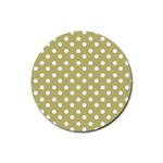 Lime Green Polka Dots Rubber Coaster (Round)  Front