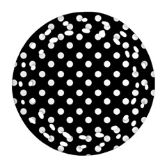 Black And White Polka Dots Round Filigree Ornament (2side) by GardenOfOphir
