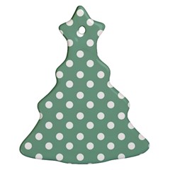 Mint Green Polka Dots Christmas Tree Ornament (2 Sides) by GardenOfOphir