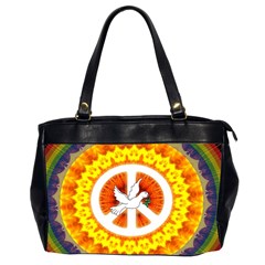 Psychedelic Peace Dove Mandala Oversize Office Handbag (two Sides)