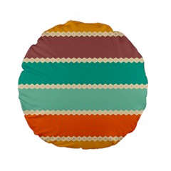 Rhombus And Retro Colors Stripes Pattern 	standard 15  Premium Flano Round Cushion