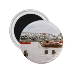 Boats At Santa Lucia River In Montevideo Uruguay 2 25  Magnets by dflcprints