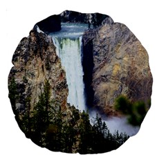 Yellowstone Waterfall Large 18  Premium Round Cushions by trendistuff