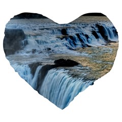 Gullfoss Waterfalls 2 Large 19  Premium Flano Heart Shape Cushions by trendistuff